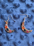 Jeweled Crescent Moon Earrings