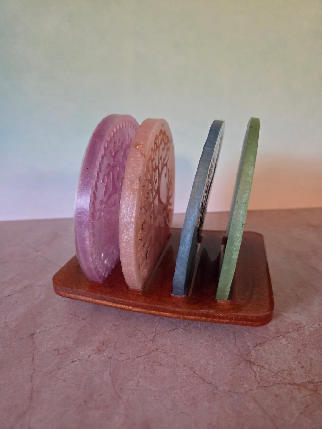 Resin Tree of Life Coasters (Set of 4 with base)
