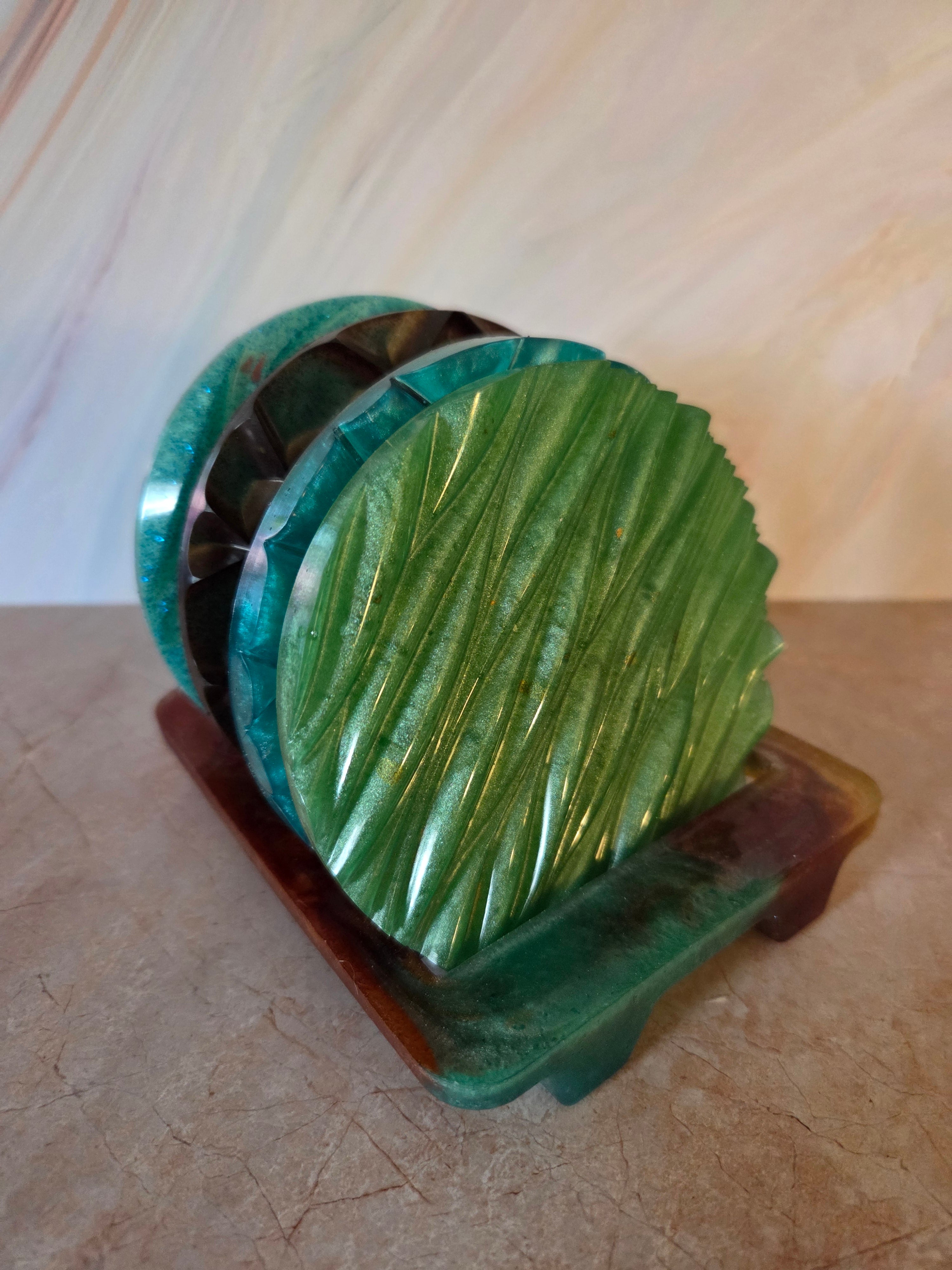 Geometric Resin Coasters with Stand
