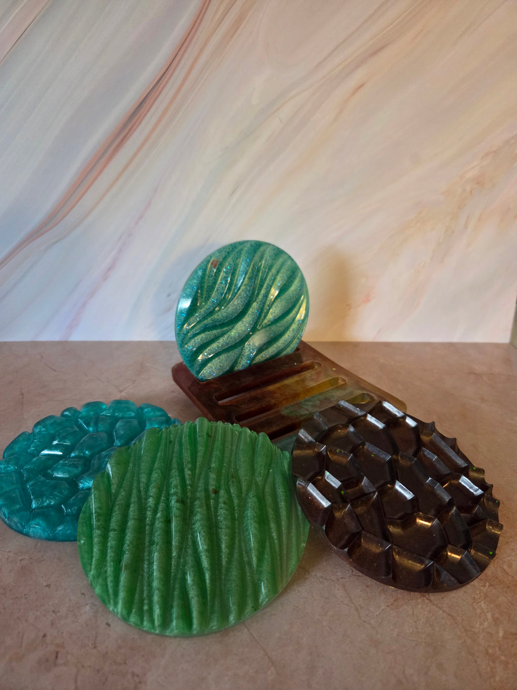 Geometric Resin Coasters with Stand