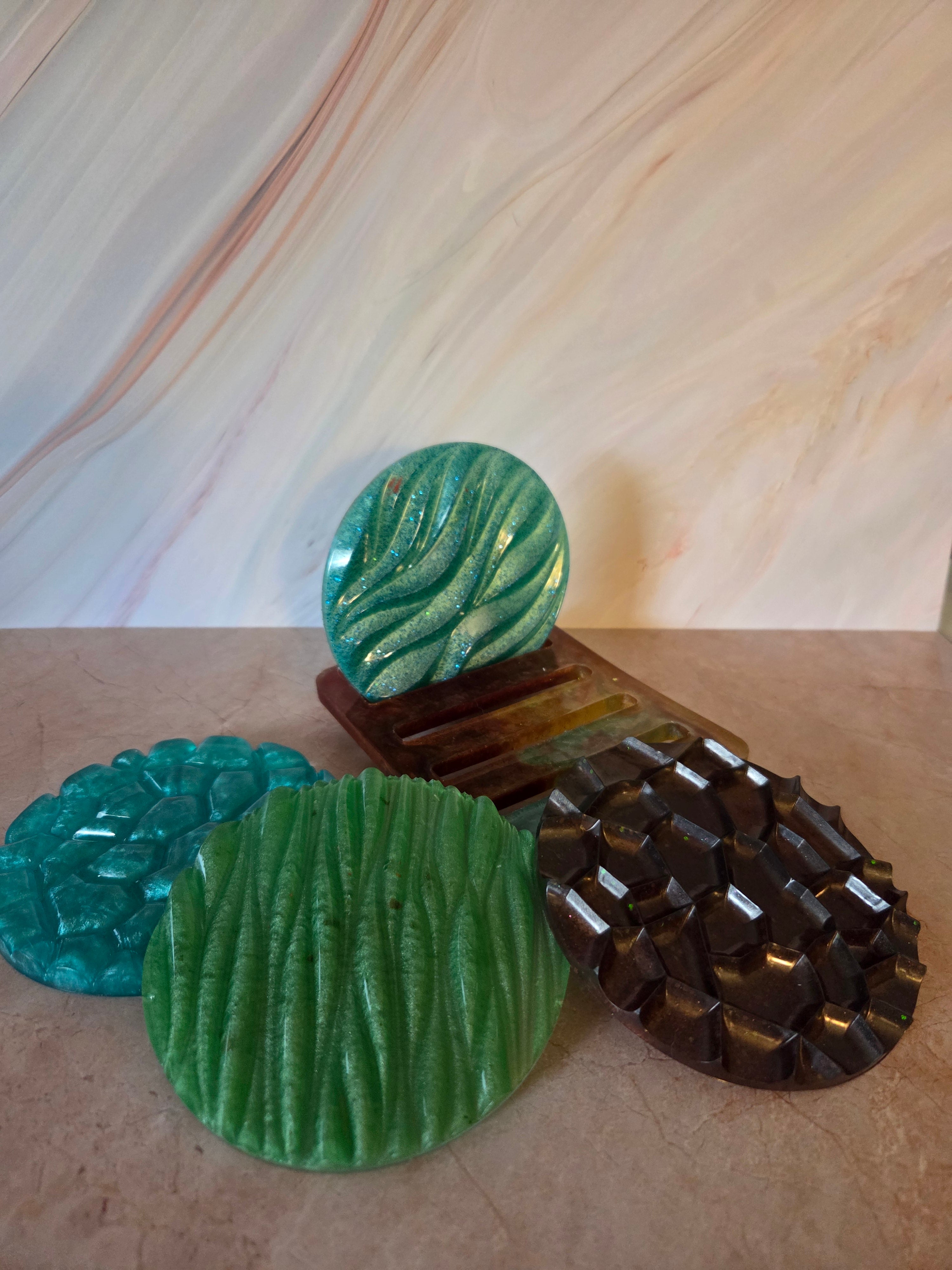 Geometric Resin Coasters with Stand