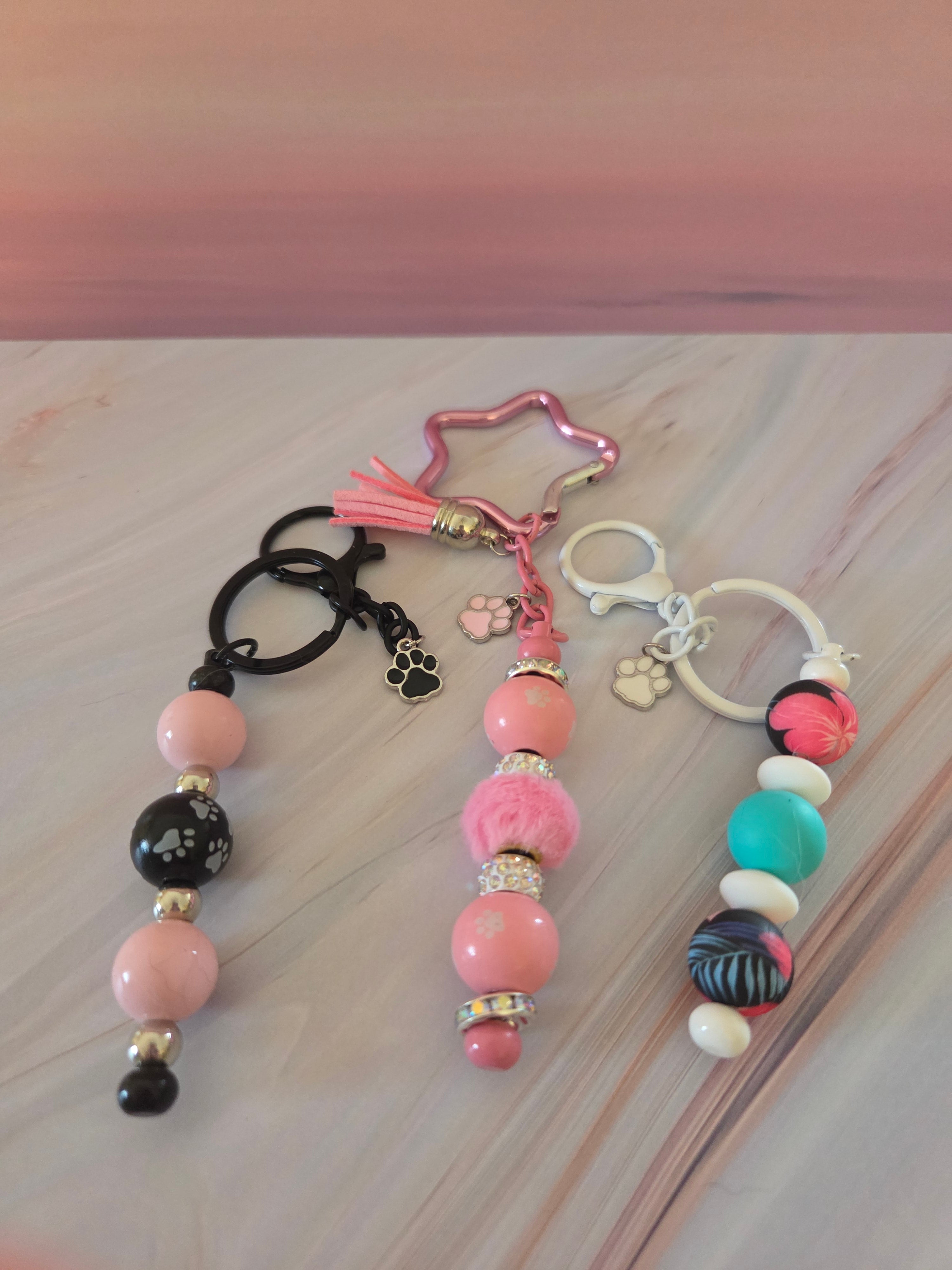 Beaded Keychain or Bag Clip