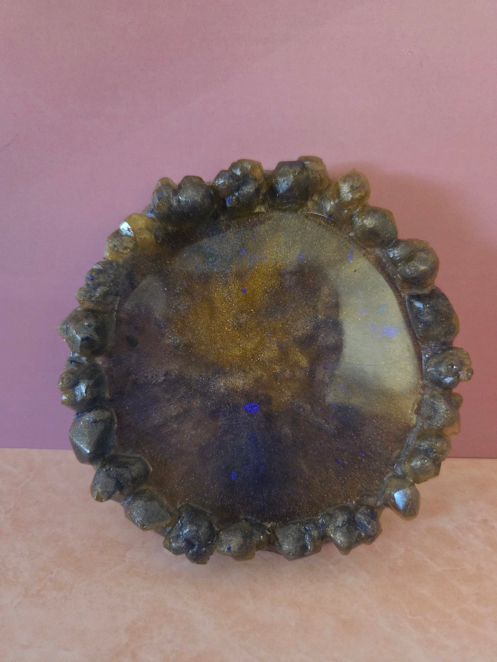 Small Resin Tray with Crystal Edges