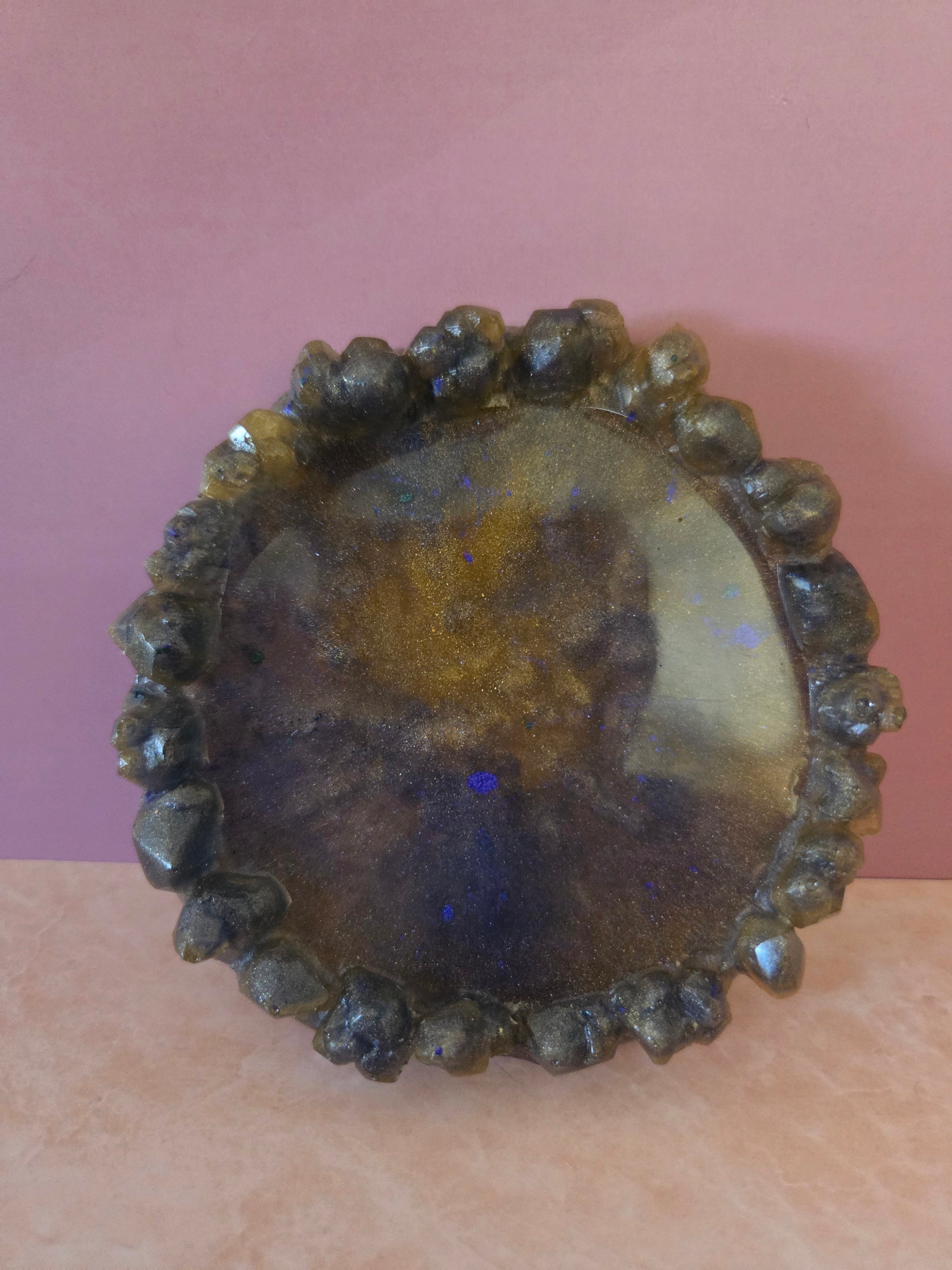 Small Resin Tray with Crystal Edges