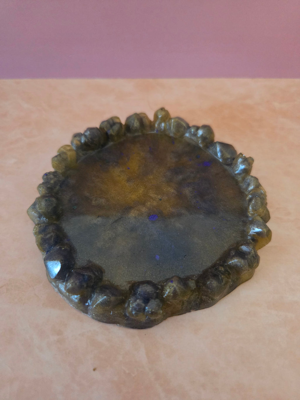 Small Resin Tray with Crystal Edges