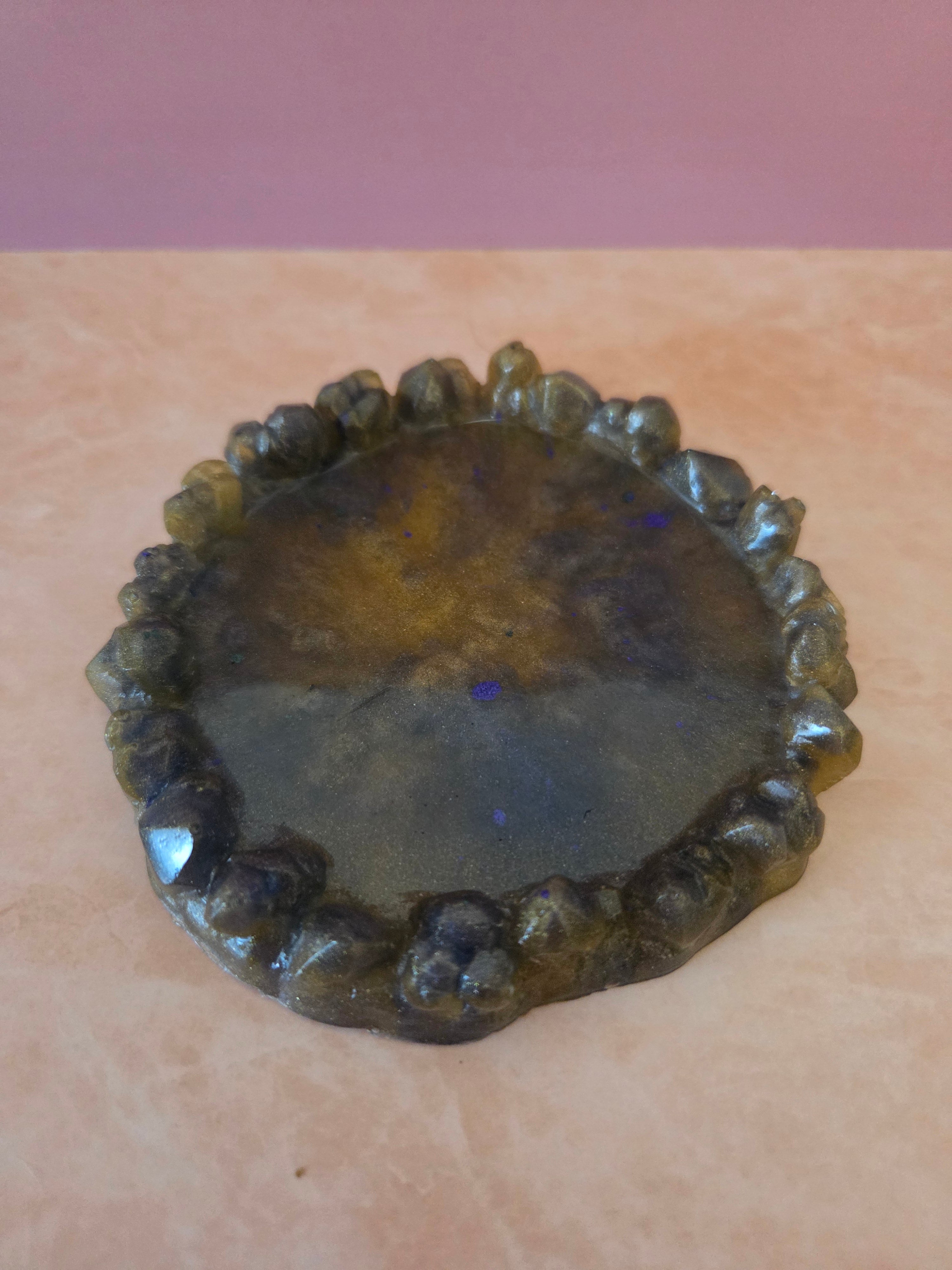 Small Resin Tray with Crystal Edges